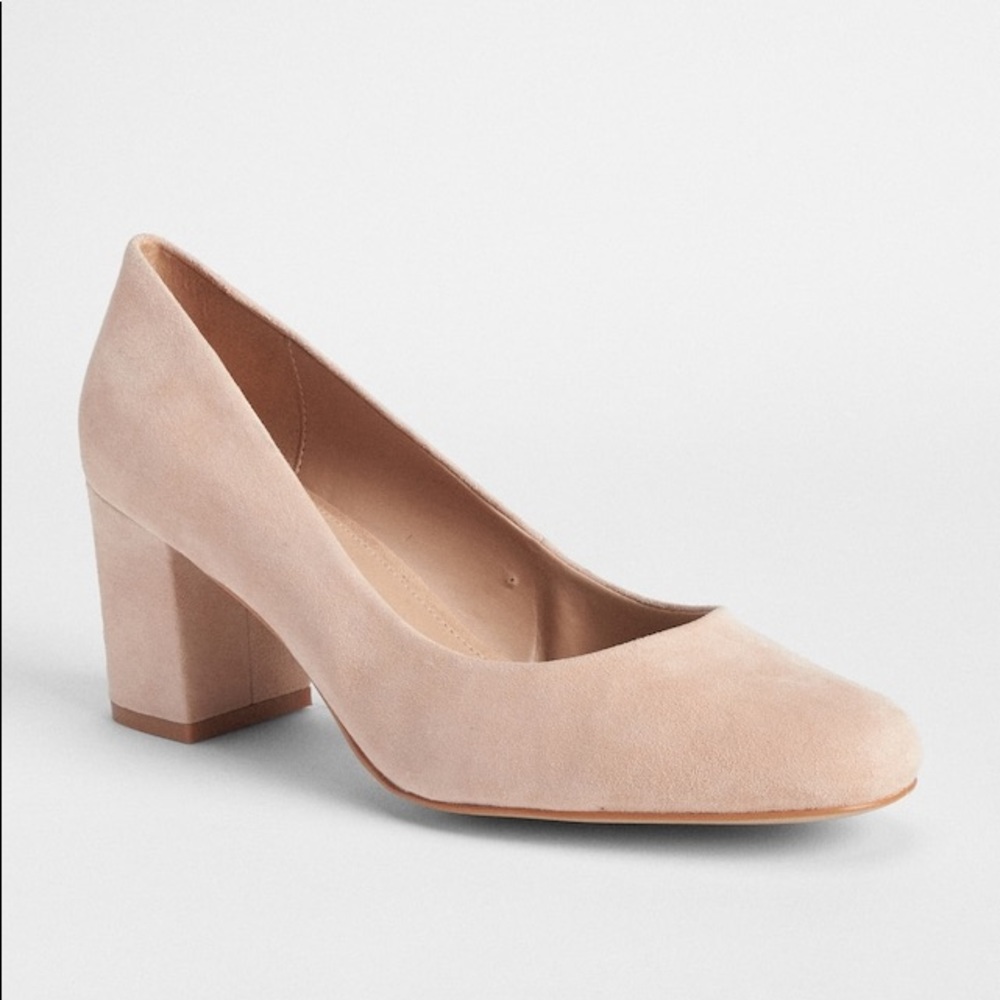 Gap Block Heels in Suede - nude beige, size 9.5